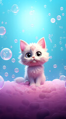 Adorable cute kitty cat illustration. Cartoon character.
