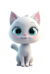 Adorable cute kitty cat illustration isolated on white background. Cartoon character.