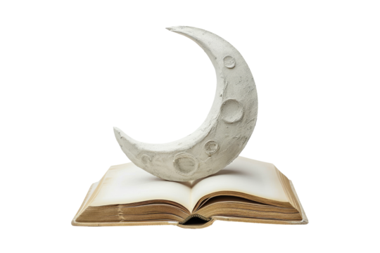 Crescent Moon on an Open Book