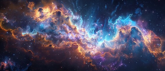 Obraz premium Nebula Milkyway and galaxies in space 3D 