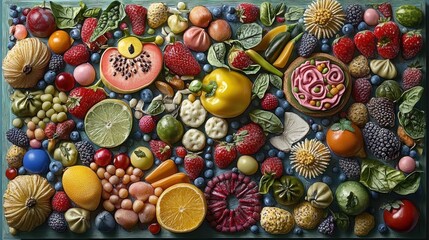 A Colorful Arrangement of Fruits, Berries, and Pastries