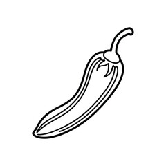 Spicy chili hot line out icon illustration on white and black background.