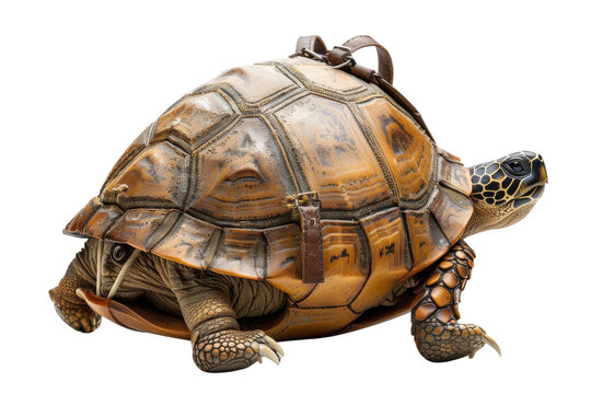 Turtle with leather strap on its shell