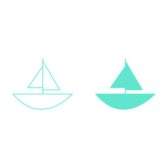 Sailboat icon with white background.  Sailing Boat Silhouette. Vector Illustration.