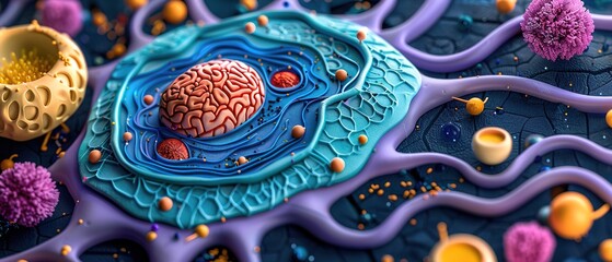 Naklejka premium Plant cell schematic with labeled parts such as vacuole, cell membrane 
