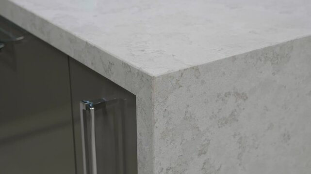 Trendy gray quartz stone with luxury background texture. Kitchen countertops with modern interior design and counters. Nobody