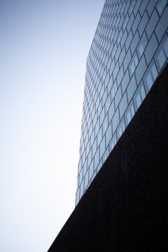partly framed office building that leads the eye to the sky