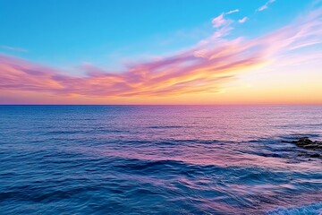 Obraz premium Life in pink with a dreamy pastel sky, captured in a photo where the horizon is bathed in soft shades of pink and orange