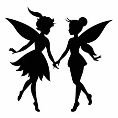 Silhouetted two fairy vector illustration 