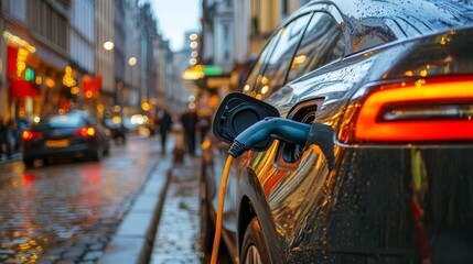 Electric vehicle being charged