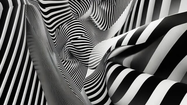 Abstract Stripes in Black and White Animation