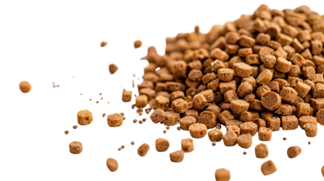 Dried kibble pet food isolated on transparent background 