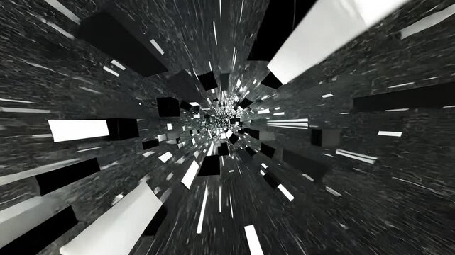 Abstract Polygon Explosion in Black and White Animation