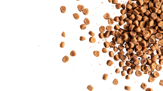 Dried kibble pet food isolated on transparent background 