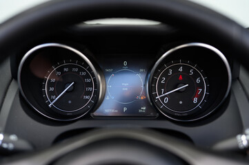 Car Dashboard Instrument Panel with Speedo and RPM Gauge