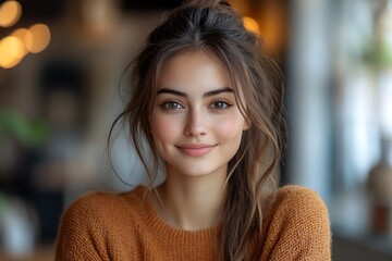 Obraz premium Happy young woman working remotely on virtual video team meeting call, remote work and flexible culture concept, smiling Asian female digital nomad freelancing on laptop from home, copy space 