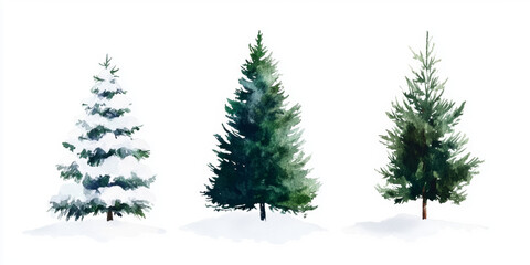 Obraz premium Set of Christmas watercolor elements on white background