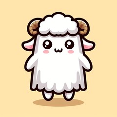 Fototapeta premium Cute Ghost Sheep Standing Cartoon Vector Icon Illustration