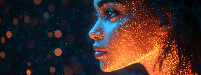  artificial intelligence cyber security risks illustration concept AI banner. Black african american male IT specialist analyzing data information technology privacy threat AR artificial intelligence 