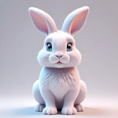 Obraz premium White Rabbit Portrait Animal Painting Beautiful Easter Background Graphic Design