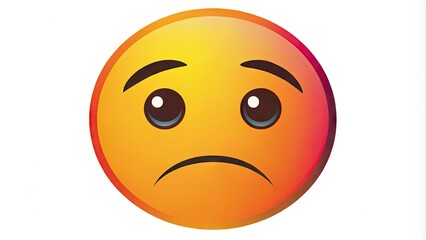 Fototapeta premium A simple, bold, and colorful vector illustration of a disappointed facial expression, featuring a prominent frown and downward-turned eyebrows on a white background.