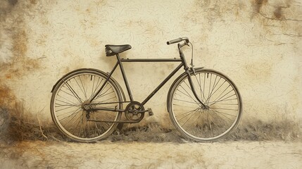 Vintage Bicycle Against Textured Wall