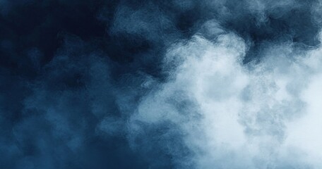 Abstract Dark Blue Water Texture Background with Fog and Smoke in Watercolor Style, Top-Down View, Ideal for High-Resolution Web Banner or Poster Design