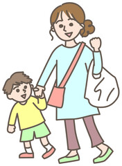 手を繋ぐ親子