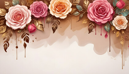 Colorful Roses Flowers Digital Painting Beautiful Abstract Blossoms Background Graphic Design