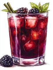 Blackberry Iced Drink with Mint