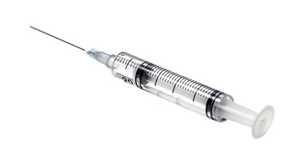 Injection with a syringe isolated on white background