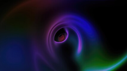 A captivating swirl of vibrant colors in a cosmic vortex illuminated by purple, blue, and green hues against a dark backdrop