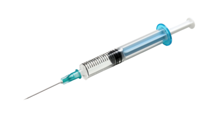 Injection with a syringe isolated on white background