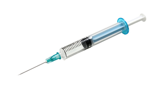 Injection with a syringe isolated on white background