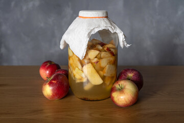 Apple cider vinegar. Creating apple vinegar, super healthy vinegar made of apple waste