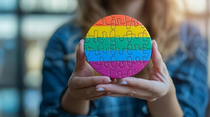 Intersex LGBT community Intersex pride symbol integrated with puzzle pieces, inclusivity concept, flat design illustration