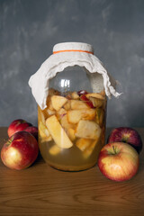 Apple cider vinegar. Creating apple vinegar, super healthy vinegar made of apple waste