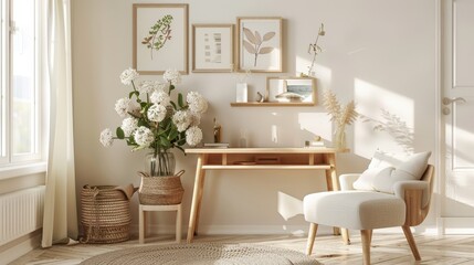 Urban Oasis: Sunlit Apartment with Mirror and Natural Decor