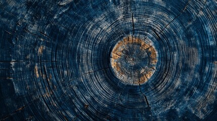 Fototapeta premium A close-up of a detailed bluish texture of a felled tree tip. Organic texture with natural elements showing roughness of tree rings.