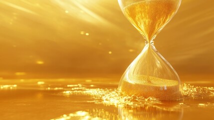 Golden Hourglass on a Liquid Surface