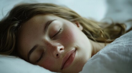 Close-up of a Sleeping Woman with Freckles