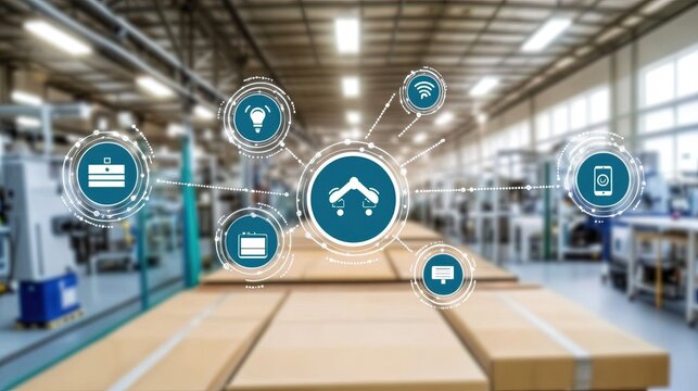 A smart factory with automated machines communicating through IoT sensors