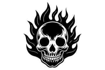 Realistic Skull with fire around and on it 