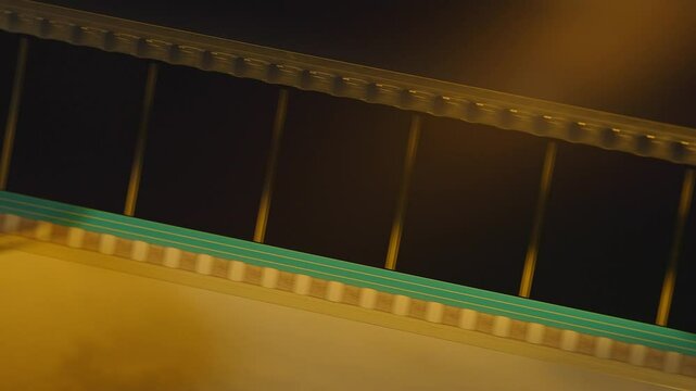 35mm Film strip in a cinema - close up shot film cels of a movie