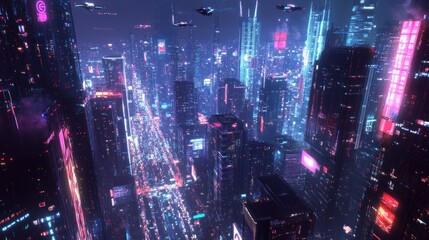 Fototapeta premium Futuristic Cityscape at Night