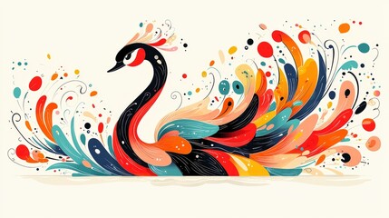 Fototapeta premium Colorful Abstract Swan Illustration