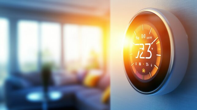 A smart thermostat adjusting room temperature automatically