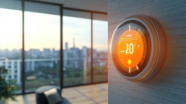 A smart thermostat adjusting room temperature automatically