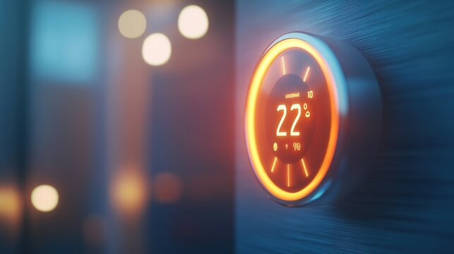 A smart thermostat adjusting room temperature automatically