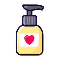 Bottle with dispenser. Liquid soap. Body cream. Vector illustration on white background